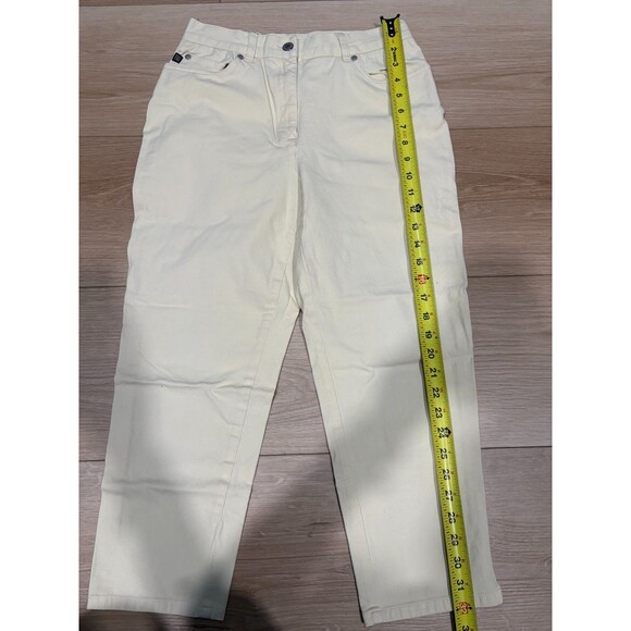 Lauren Ralph Lauren Petite Women's 8P Cropped Pants Cream High Rise Stretch Cott - Picture 2 of 10